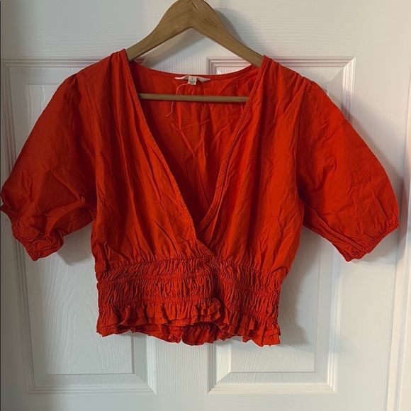 Women's Red Wrap Top - Picture 1 of 3